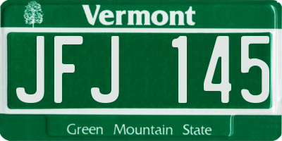 VT license plate JFJ145