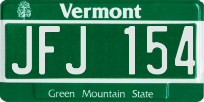 VT license plate JFJ154