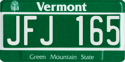 VT license plate JFJ165