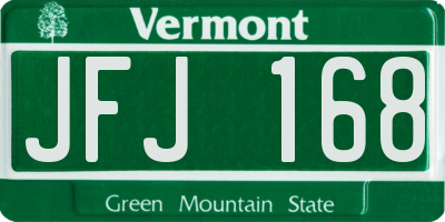 VT license plate JFJ168