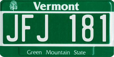 VT license plate JFJ181