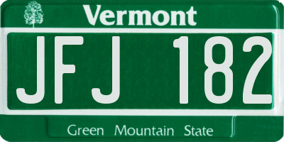 VT license plate JFJ182