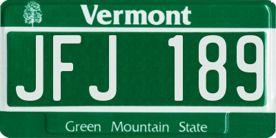 VT license plate JFJ189
