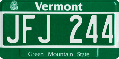 VT license plate JFJ244