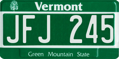 VT license plate JFJ245