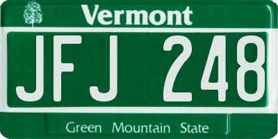 VT license plate JFJ248