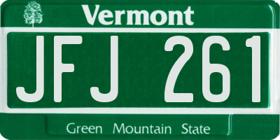 VT license plate JFJ261
