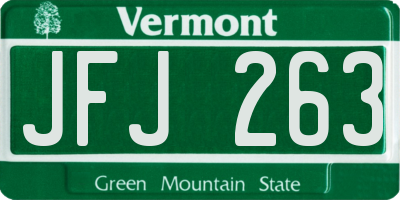VT license plate JFJ263