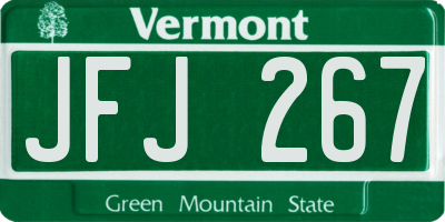 VT license plate JFJ267