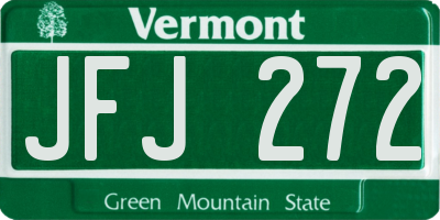 VT license plate JFJ272