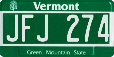 VT license plate JFJ274
