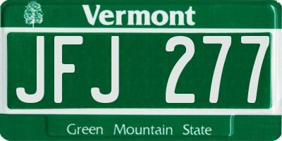 VT license plate JFJ277