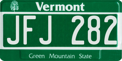 VT license plate JFJ282