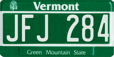 VT license plate JFJ284
