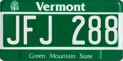 VT license plate JFJ288