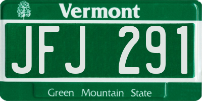VT license plate JFJ291