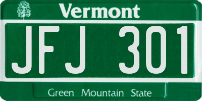 VT license plate JFJ301