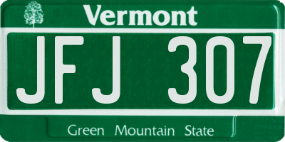 VT license plate JFJ307