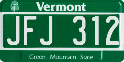VT license plate JFJ312