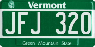 VT license plate JFJ320