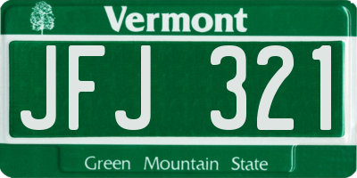 VT license plate JFJ321