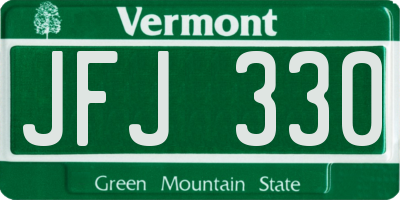 VT license plate JFJ330