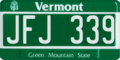 VT license plate JFJ339