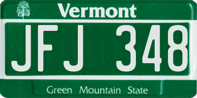 VT license plate JFJ348