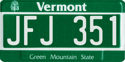 VT license plate JFJ351