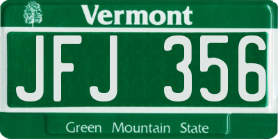 VT license plate JFJ356