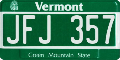 VT license plate JFJ357