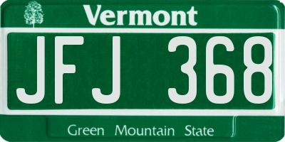 VT license plate JFJ368