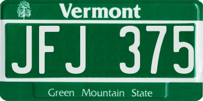 VT license plate JFJ375