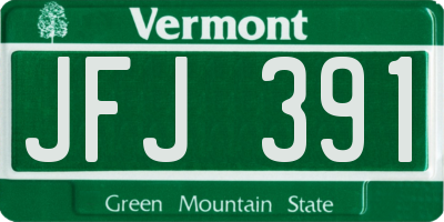 VT license plate JFJ391