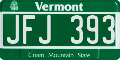VT license plate JFJ393