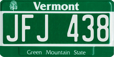 VT license plate JFJ438