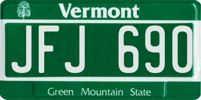 VT license plate JFJ690