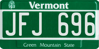 VT license plate JFJ696
