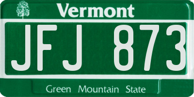 VT license plate JFJ873