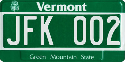 VT license plate JFK002