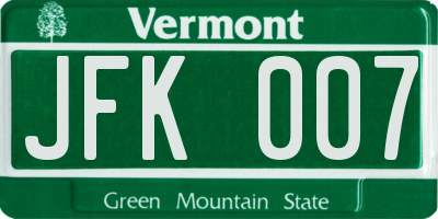 VT license plate JFK007