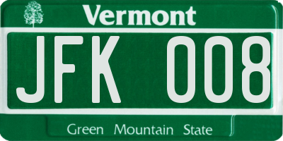 VT license plate JFK008