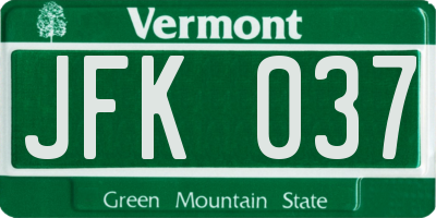 VT license plate JFK037