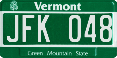 VT license plate JFK048