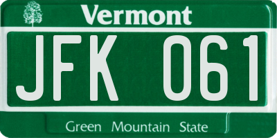 VT license plate JFK061