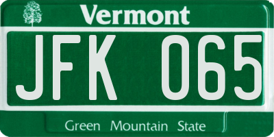 VT license plate JFK065