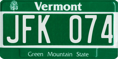 VT license plate JFK074