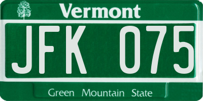 VT license plate JFK075