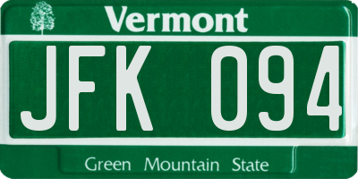 VT license plate JFK094