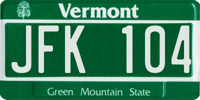 VT license plate JFK104